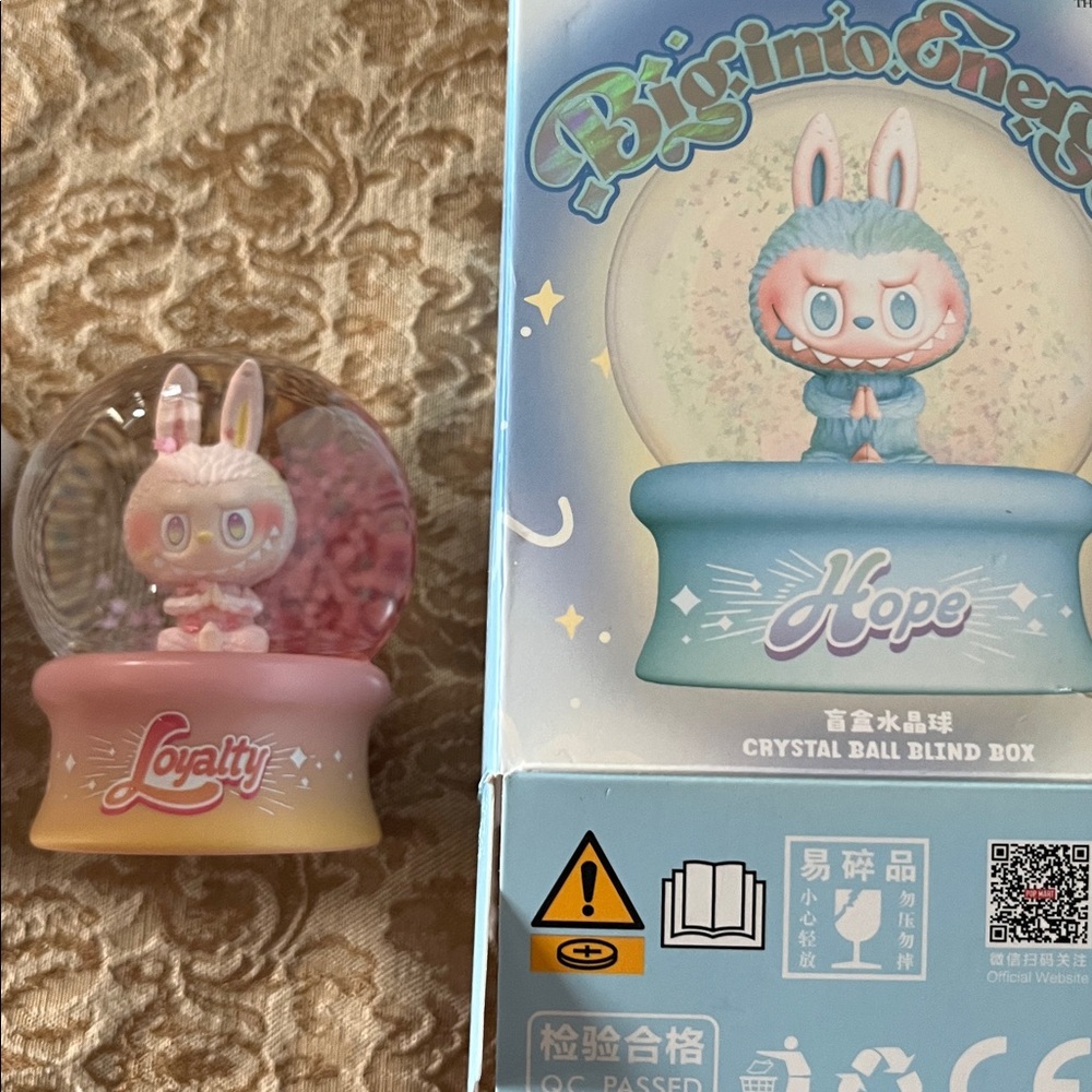Labubu PopMart pink - Loyalty!  BIE Toy Snow Globe!  Opened. New. Confirmed